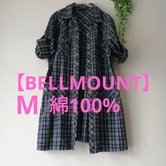 チュニック チェック M ネイビー 長袖 2way 羽おり UV 綿 体型カバー