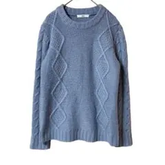 春色ニット セーター ケーブル柄 水色【F】レディース 古着女子