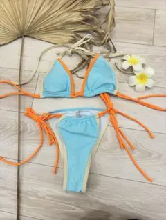 水色オレンジ セパレートビキニ Mサイズ
