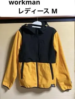 workmanフード付ジャケット　黒×オレンジ レディースM フリース生地