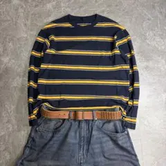 00s Y2K OLD UNIQLO ボーダー ロンT ネイビーイエロ