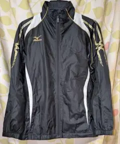 MIZUNO 150サイズ キッズ裏起毛ウィンドブレーカー 黒×金 ジャケット