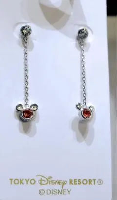 美品★ディズニー限定　ミニー　ガラスピアス　チェーンピアス