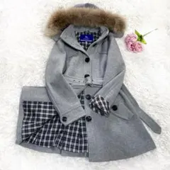 美品✨3way✨️バーバリーブルーレーベル　タヌキファーベルトアンゴラウールコート