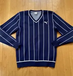 プーマゴルフふんわりストレッチストライプ長袖セーターL