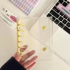 A7 6穴リング　シール帳　黄色　リフィル2枚付き