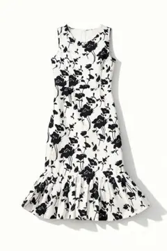 希少 kate spade フラワーフレアワンピース M シルク混