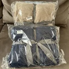 極暖×極上　プレミアム超BIG毛布　ベージュ　ネイビー　2点