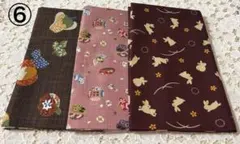 ⑥ 和柄生地　ハギレ　カットクロス　大判ハンカチ　3枚セット