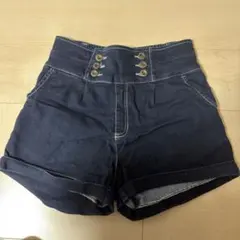 ダークブルーハイウエストショートパンツ Lサイズ