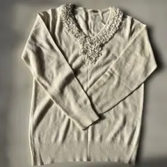 L&Beautiful アイボリー Vネックセーター