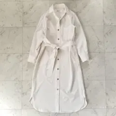 美品】ソージュ ソフトオックスシャツワンピース ベージュ羽織りベルト