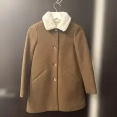 ウールコート ブラウン ファー襟付き
