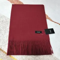 【新品タグ付】écharpe マフラー フリンジ付き　エンジ