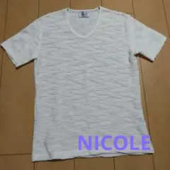 【NICOLE】メンズ　Tシャツ　白　ホワイト　Vネック