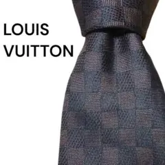 美品✨ヴィトンLOUIS VUITTON✨ネクタイ ネイビー紺 モノグラム父の日