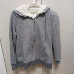 グレー フリースライニング パーカー