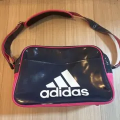 アディダス　ADIDAS エナメルショルダーバッグ ネイビー ピンク