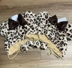 ヒョウ柄　ファンキャップ　ブラウン