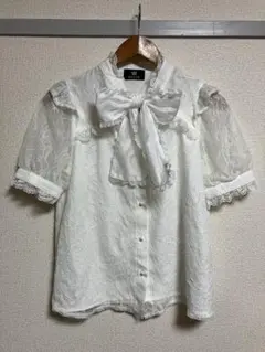 ROJITA レースリボン付きホワイトシャツ 半袖