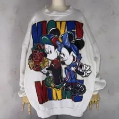 世界1着 90s 鬼レアDisneyミッキーミニー 金刺繍 オーバーサイズ640