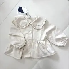 【Cottoli】フリル付きオフホワイト長袖ブラウス 90