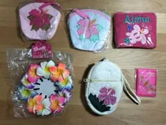 ハワイアンキルトポーチなど ハワイグッズ6点セット