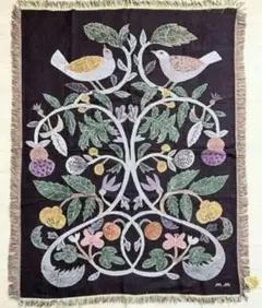 ハナ☆コト　タペストリー ラグ　110×153cm　プランツ バード　鳥 ハナ☆コト タペストリー ラグ 110×153cm プランツ バード 鳥