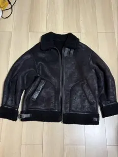 SLY ブラックレザーシェルパジャケット