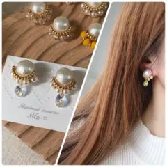 フォーマルにも！10㍉の国産コットンパール　スワロフスキー チャーム付き