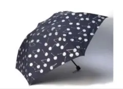 ジルスチュアート ラメチェリー柄 折り畳み雨傘 ネイビーのサムネイル