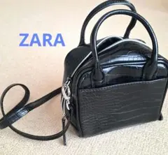 ZARA クロコダイル風ショルダーバッグ ブラック