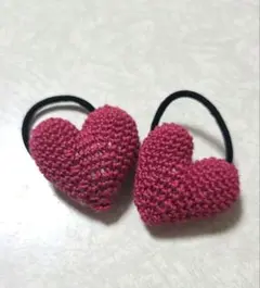 ハート型　ヘアゴム　2個セット　ローズ