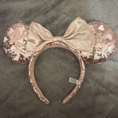 ディズニーランド ミニー ピンクスパンコール 白ハート カチューシャ