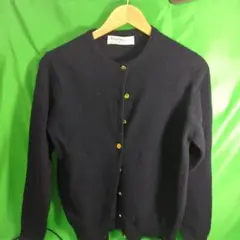 Burberrys'バーバリー金ボタンウールニットカーディガンブラック黒38