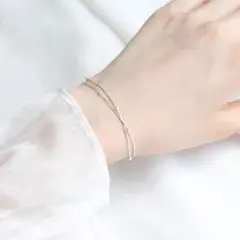 シンプル♡　シルバー　二重　ブレスレット　アンクレット　レディース　お洒落