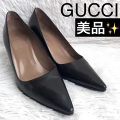パンプス 23 黒 ブランド GUCCI グッチ 本革 レザー ハイヒール