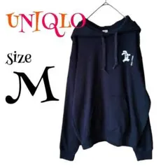 a313【美品】UNIQLO　ピーナッツ　スウェットプルパーカー　M　ブラック