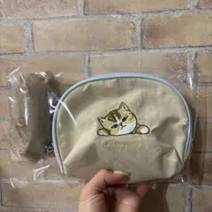 mofusand 猫刺繍ポーチ ベージュ