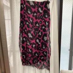 レオパード柄ストール フリンジ付き