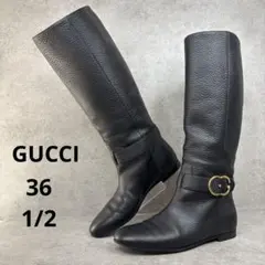極美品！GUCCI グッチ　270205 GG金具　ブラック　レザーロングブーツ