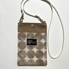 スマホショルダーポーチ　マーブルドットベージュ　ハンドメイド