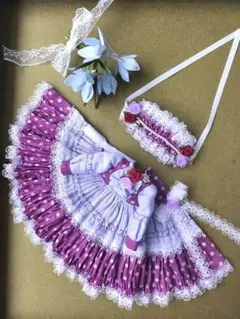 リカちゃんハンドメイド ドール用ドレス（ワンピース）＆ヘッドドレスセット