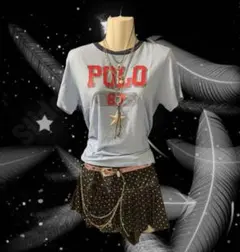 い*ご様 POLO 平成ギャル ウィッシュコア 水色ビックロゴ パンク グランジ