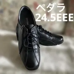 美品　asics PEDALA アシックス　ペダラ　黒　革製24.5 3E