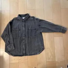 LAKOLE ケミカルウォッシュデニムシャツ ブラック