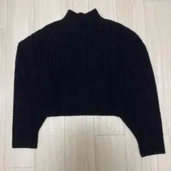 ミラオーウェン✨ ハイネックニット タートルネック ネイビー ショート