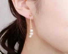 三粒ストーン 華奢イヤリング(ノンホールピアスタイプ)