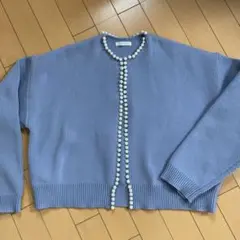 Te chichi ライトパープルニット カーディガン パールボタン付き