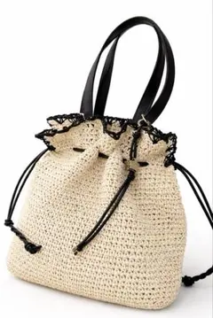 BAYFLOW 2way かごバッグ A4収納可 ナチュラル×ブラック